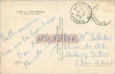 Most Fées — Gerardmer, Vosges — Wydawnictwo francuskie, Strasbourg — Rewers