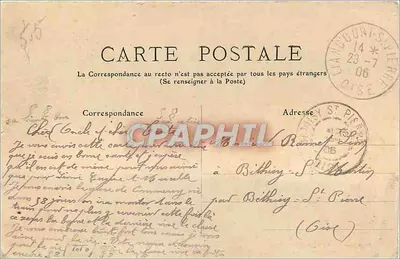 Bilhete postal antigo Commercy A Estação — Verso