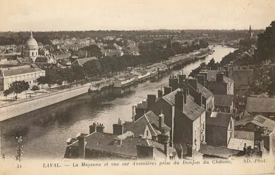 Laval — A Mayenne e vista de Avesnières tirada do Donjon do Castelo — ND. Fot.