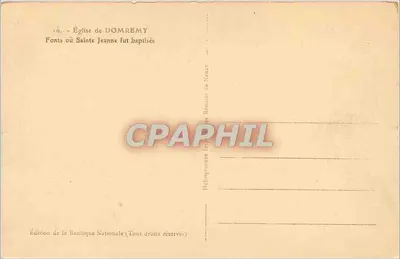 Igreja de Domrémy — Fontes onde Santa Joana foi batizada — Edição da Basílica Nacional — Verso