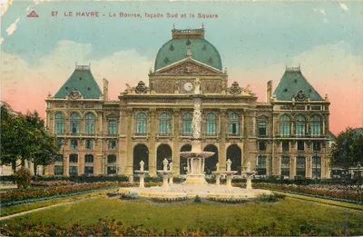 Le Havre - A Bolsa, fachada Sul e o Square — Bilhete postal antigo n°67