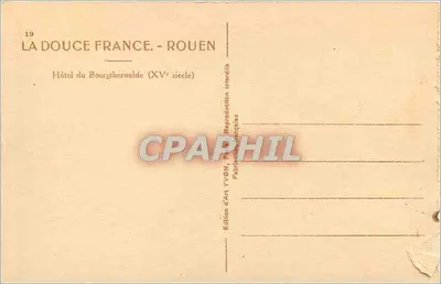 Hôtel du Bourgtheroulde — Rouen — Wydawnictwo Sztuk YVON — Rewers