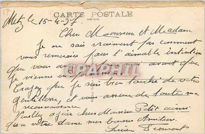 Metz — widok na Mont Saint-Quentin i Moselę — nr 23 — Rewers