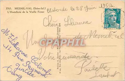 Mésnil-Val (Seine-Inf.) — A Pousada da Velha Fazenda — Edição A. Torrier — Verso