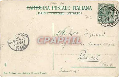 Castellammare di Stabia — Panorama e Vesúvio visto do Albergo Margherita — Editor E. Ragozino, n.º 76 — Verso