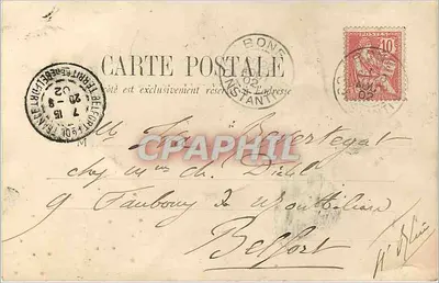 Antieke ansichtkaart Belfort — Achterkant