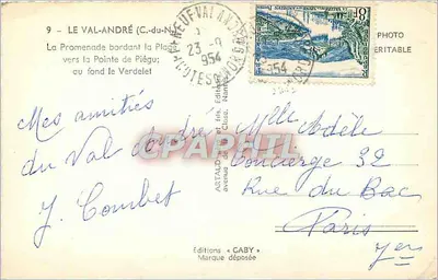 Le Val-André (C.-du-N.) — A Promenade ao longo da Praia em direção à Ponta de Piéguy, no fundo o Verdelet — Edições GABY — Verso