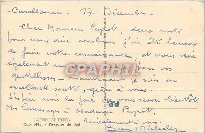 Paisagem do Sul — Casablanca — Editor: SCÈNES ET TYPES, n° 1481 — Verso