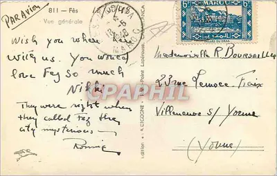 Fès — Vista geral — Edição A. CICOGNE, n° 811 — Verso