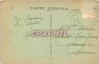 NANTES — Wysoki pomnik generała Cambronne na Cours de la République — G. Arnaud, wydawca — Rewers