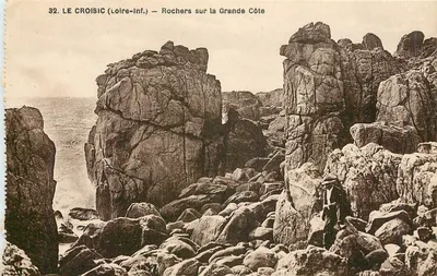Le Croisic (Loire-Inf.) — Rochos na Grande Côte — Fr. Chapeau, editor Nantes