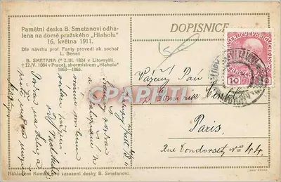 Placca commemorativa di Bedřich Smetana — Hlahol — editore sconosciuto, numero di serie non visibile — Verso