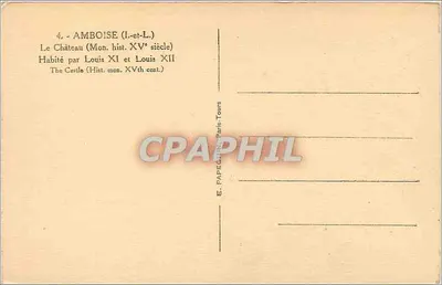 Amboise — Zamek (zabytek XV wieku) — E. PAPEAU, Paryż-Tours — Rewers