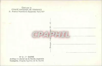 Artilharia a cavalo da Guarda Imperial — 1º Império — Editor: Comitê Nacional da Criança, n°3 — Verso