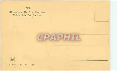 Rzym - Abpazja Trzech Fontann — Widok na Trzy Fontanny — G. Modiano e Co. - Mediolan, 36028 — Rewers