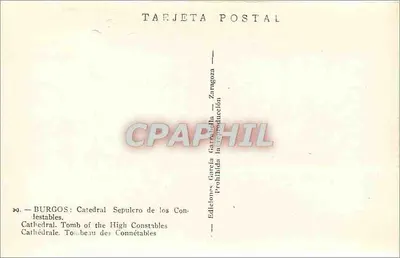 Burgos — Catedral. Tumbas dos Condeiros — Edições García Garraballa — Verso