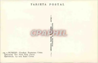 Burgos — Catedral: O Muito Santo Cristo — Editor Garda & Cie, n°15 — Verso