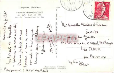 Varennes-en-Argonne (Meuse) — L'Église Saint-Gengoult et la voûte près de laquelle fut arrêté Louis XVI — Éditeur L'Argonne historique — Verso