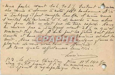 Ręczna karta do Henri — Tantigny — datowana 23 września 1934 — Rewers