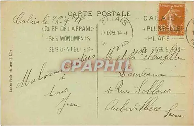 Calais - Pomnik Ofiar Pluviôza — Lucien Pollet, wydawca z Lille, n° 18 — Rewers