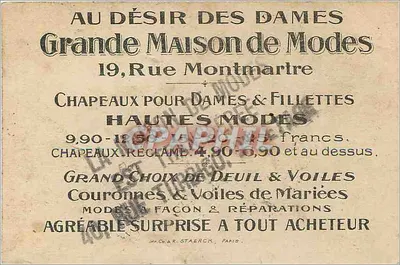 Calinérias Maternas — A Maison de Mode é transferida — 40, rue Tubérgo, 2º andar — Verso