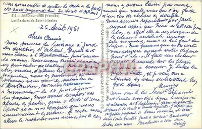 Bilhete postal moderno Jard sur Mer Vendée os rochedos de Saint Nicolas — Verso