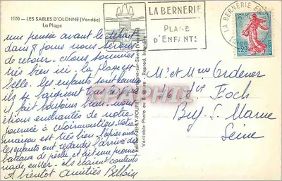 Les Sables-d'Olonne — Praia dos Crianças — Edições J. Poully — Verso