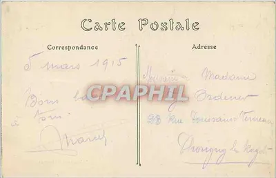 Bombardeio de REIMS pelos Alemães, em 19 de setembro de 1914 — Praça Royale, Casas em Chamas — Coleção H. George, Reims, n°23 — Verso
