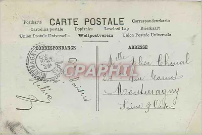 Kobieta trzymająca bukiet róż i koszyk z rybami — M.F. PARIS — Rewers