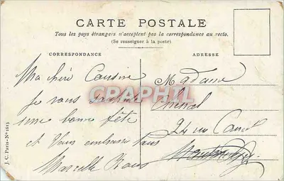 Pássaros e flores — Boa festa — J.C. Paris, N°1013 — Verso
