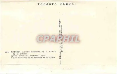 Madryt — Nocturny widok Fontanny Cybely — Ediciones García y Cebrián, Zaragoza — Rewers