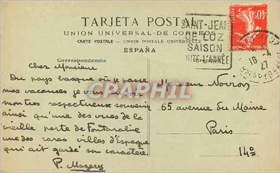 Fuenterrabía — La Puerta — Fototipia Marcel Delboy, Bordeaux — Verso