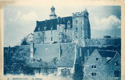 Montluçon - O Castelo — vista do castelo com uma torre com sino — editor não visível, n° de série 9