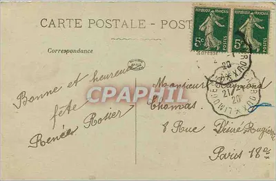 Paisagem com árvore e flores — Boa Festa — La Gaudelle, n° 781 — Verso