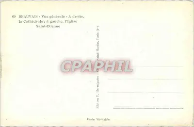 Beauvais — Ogólny widok — Katedra i Kościół Świętego Etienne — Wydawnictwo E. Harmignies — Rewers