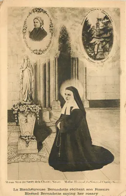 Blessed Bernadette rezando seu terço — Maison Mère das Irmãs da Caridade, Nevers — Audard & Cie, Paris
