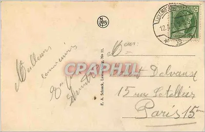 Luxemburgo — Avenida e Ponte Adolphe — Editor E. A. Schrack, No. 11 — Verso