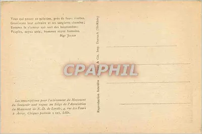 N.-D. de Lorette — Panoramiczny widok cmentarza i wieży — Rewers