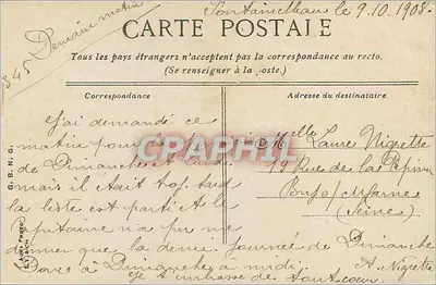 Fontainebleau. O Palácio. Porta Renascentista na Cour — editor L. Ale, n° 10 — Verso