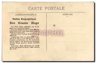 Os irmãos Hugo — gigantes de Saint-Martina — Verso