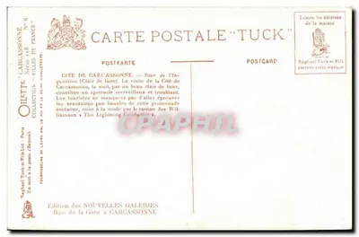 Cité de Carcassonne — Torre da Inquisição, Castelo — Oilette, série 118 — Verso