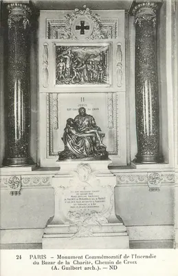 Paryż — Pamiątkowy monument po pożarze Bazar de la Charité — A. Guilbert arch.