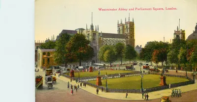 Abadia de Westminster e Square do Parlamento, Londres — vista panorâmica — editor não identificado