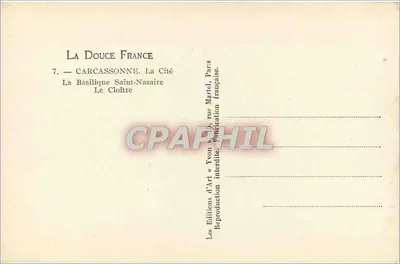 Carcassonne — Bazylika św. Nazaire, Klasztor — Wydawnictwo Sztuki « Yvon » — Rewers