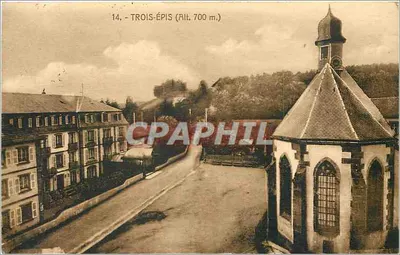 Trois-Épis (Alt. 700 m.) — visão da capela e do vilarejo — editor não visível