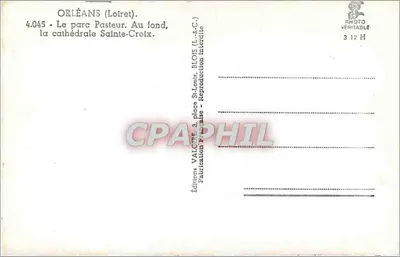 Orléans (Loiret) — Park Pasteura z katedrą św. Krzyża na tle — Wydawnictwo Valons — Rewers