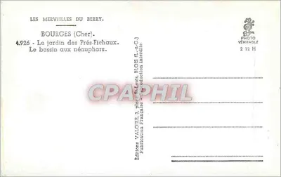 Zamek w Bourges — widok z lotu ptaka — Wydawnictwo Valoire, nr 4.926 — Rewers