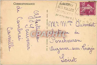 Cambrai — O Hotel Fénélon — LL. — n°27 — Verso