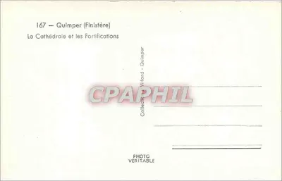 Quimper (Finistère) — A Catedral e as Fortificações — Foto Vilard — Verso