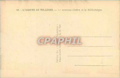 A Abadia de Solesmes — O novo Claustro e a Biblioteca — Edição dos «Amigos de Solesmes» — Verso